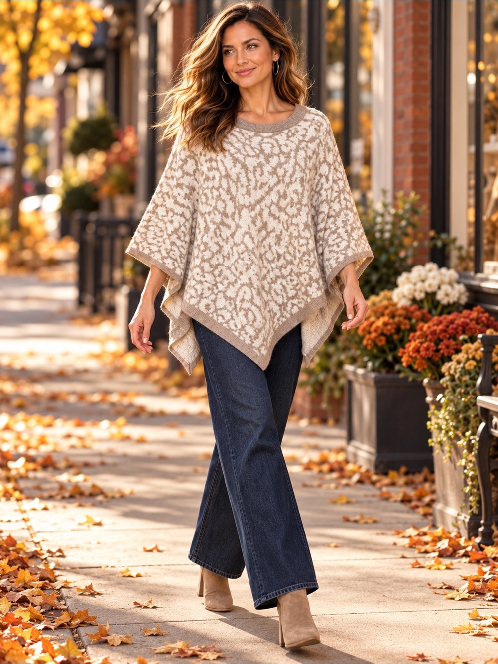 DREAMERS BY DEBUT ANIMAL PRINT PONCHO
